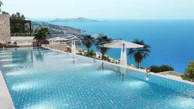 Lavish Yalikavak Apartments and Villas With Private or Shared Pools – Unobstructed sea views from the communal pool