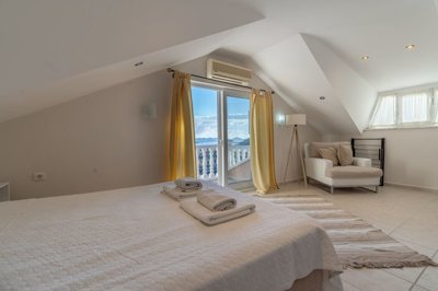 A Minimalistic Attic Duplex Apartment in Gocek For Sale - Huge double bedroom with private sea view balcony