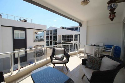 A Lovely Value For Money Didim Apartment For Sale – Beautiful balcony with pool views