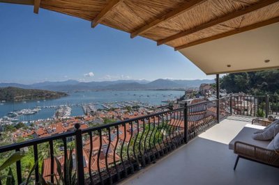 A Magnificent Sea View Fethiye Property For Sale - Stunning views from the covered balcony