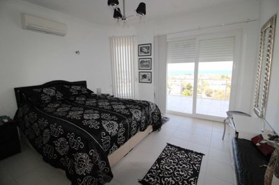 A Detached Triplex Sea View Villa in Akbuk For Sale - First double bedroom with balcony