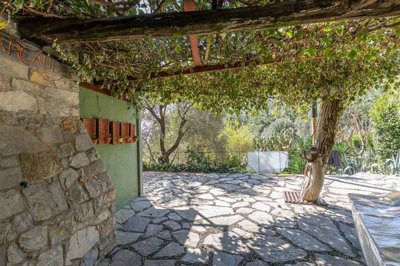 A Tranquil Secluded Property in Gocek - Covered terrace with natural stone paving