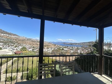 A Sea View Duplex Villa In Bodrum For Sale - A shady terrace from the bedroom with sea views