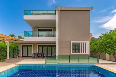 An Elegant Villa With Private Facilities For Sale in Belek - Main view of the duplex villa and private pool