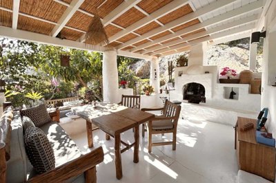 A Unique Coastal Stone House For Sale In Bodrum - A vast covered terrace for outdoor dining