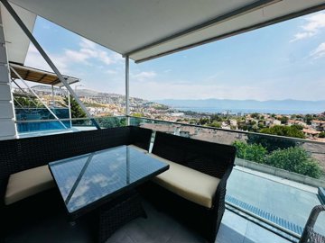 A Spacious, Modern Kusadasi Villa Is For Sale - A sea view balcony