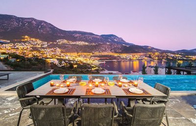 Magnificent Sea View Property For Sale In Kalkan - Exterior sea view dining terrace