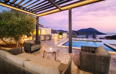 A High-End Sea-View Villa In Kalkan For Sale - Seating area near the infinity pool