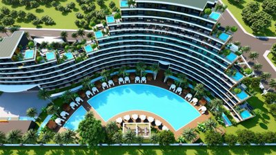 Off-Plan Antalya Investment Properties For Sale - Arial view over the social areas and pool