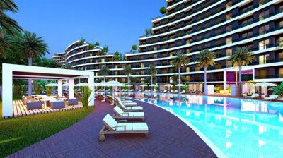 Off-Plan Antalya Investment Properties For Sale - Sun terraces, the pool and social areas