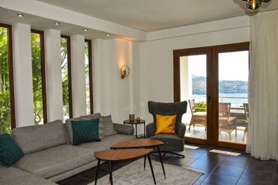 An Incredible Sea View Villa For Sale In Yalikavak – Lounge with access outside enjoying full sea views