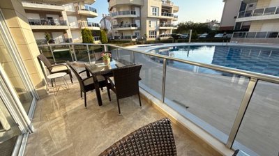 Ground Floor Apartment In Belek, Antalya For Sale - Good size balcony with pool views