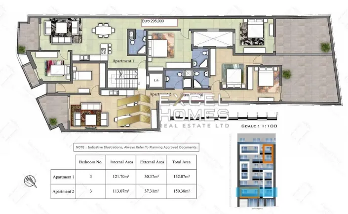 Image No.1-Appartement de 3 chambres à vendre à Qawra