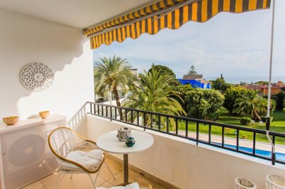 terrace with pool view