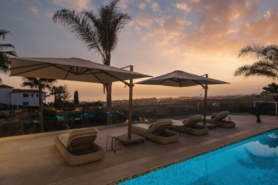 Pool area by night