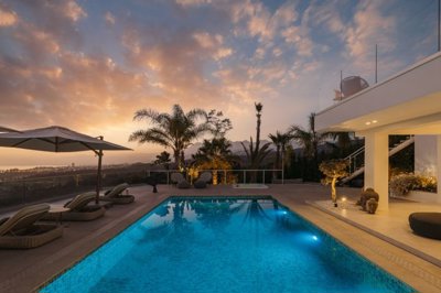 Pool area by night