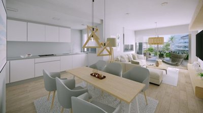 Open plan kitchen lounge diner