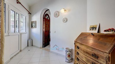 entrance hall with arched door to living area