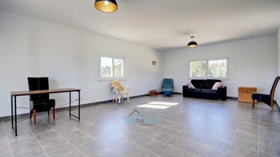 open plan living and dining room